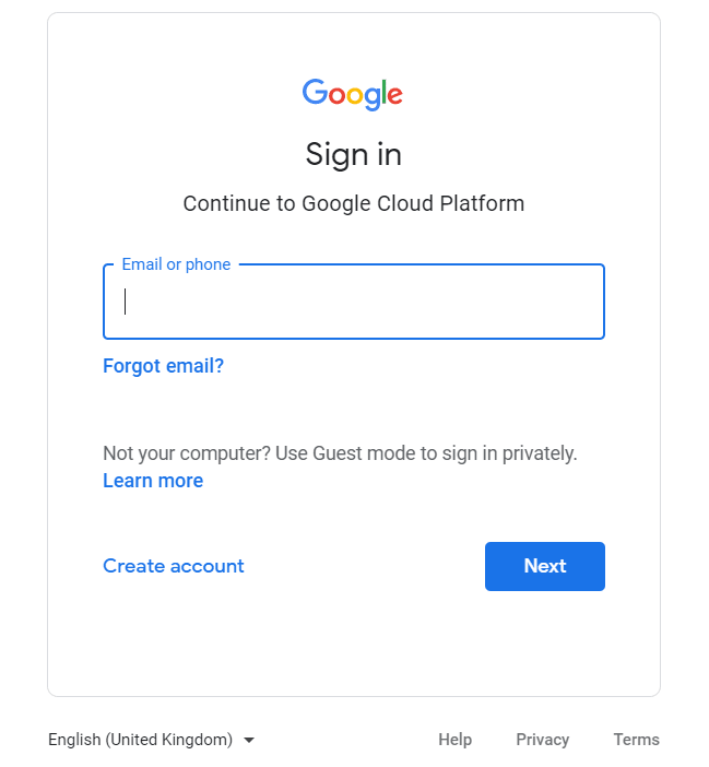 Elasticsearch to BigQuery: Google Cloud Login.